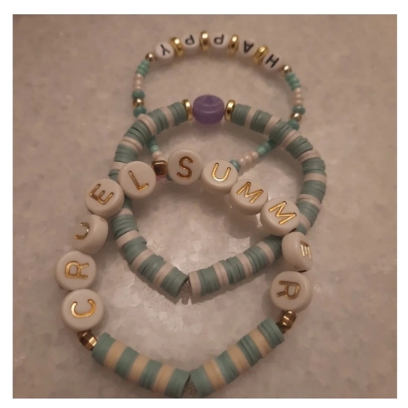 Preppy Tween Stackable Claybead Bracelets 3Pc Set - Picture 2 of 6